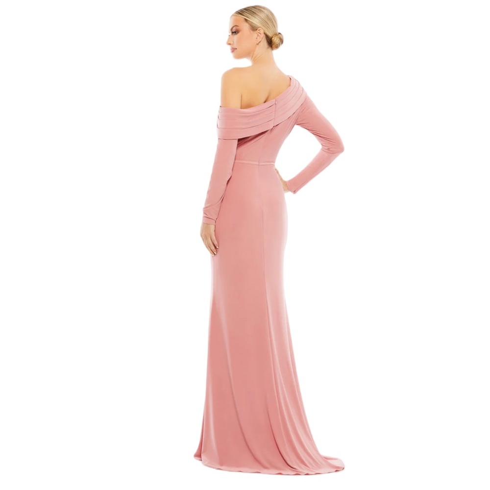 Mac Duggal DROP SHOULDER LONG SLEEVE COLUMN GOWN size 16 - Picture 3 of 12